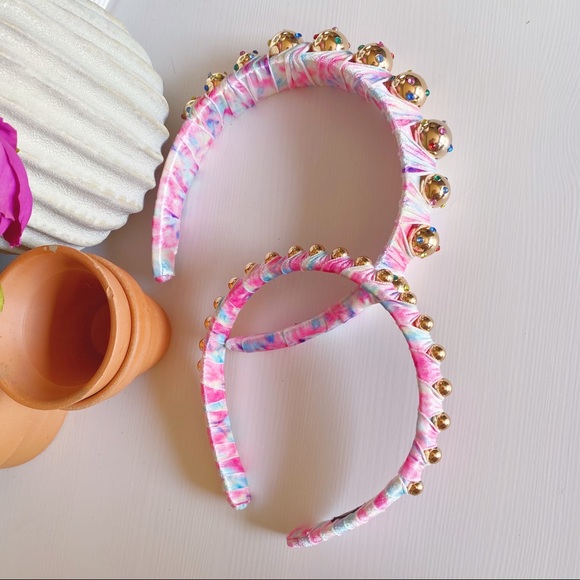 Anthropologie Super Smalls Embellished Headbands Set Mommy & Me Pink Gem Floral - Picture 3 of 16